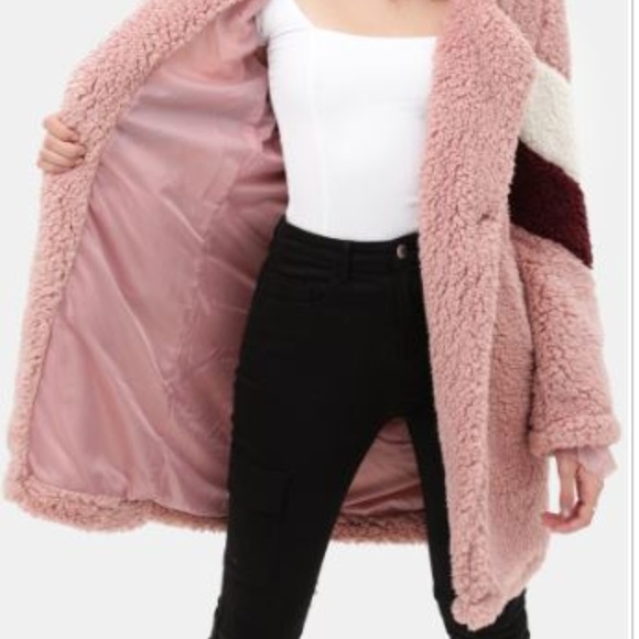 Barbie Sherpa mauve teddy coat color block - Picture 3 of 4